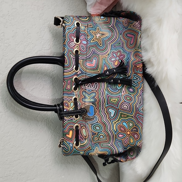 Dooney Bourke Purse vintage graffiti usa Faded and spots FLAWS y2k Vintage - Picture 1 of 17